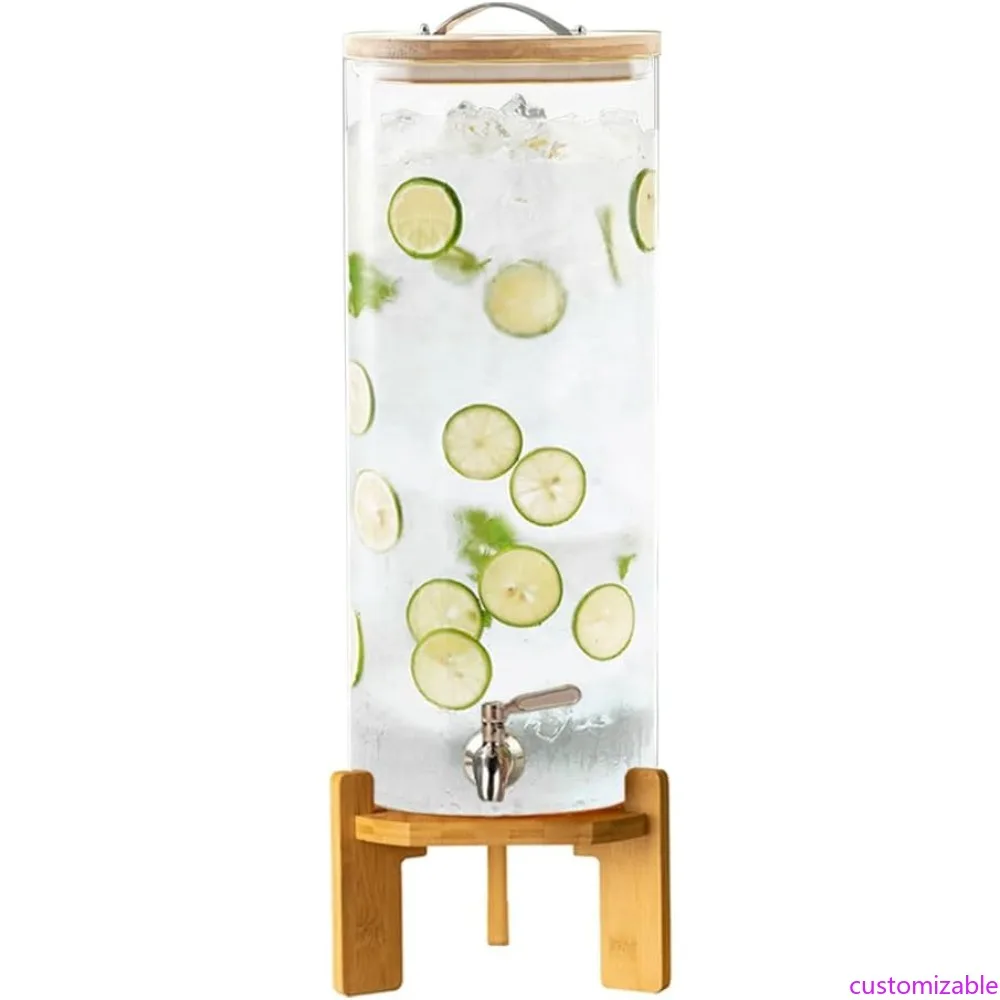 

Customizable Beverage Dispenser, 3.5 Gallon Glass Drink Dispenser with Stand, Glass water dispenser with Spigot, Large Drink Dis