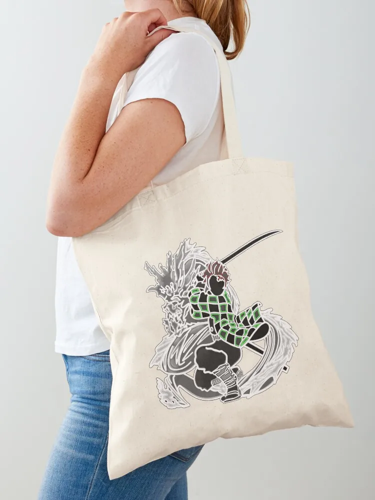 Zwart-wit Slayer of Demons Tote Bag draagtas op maat gemaakte canvas draagtassen winkelwagentassen