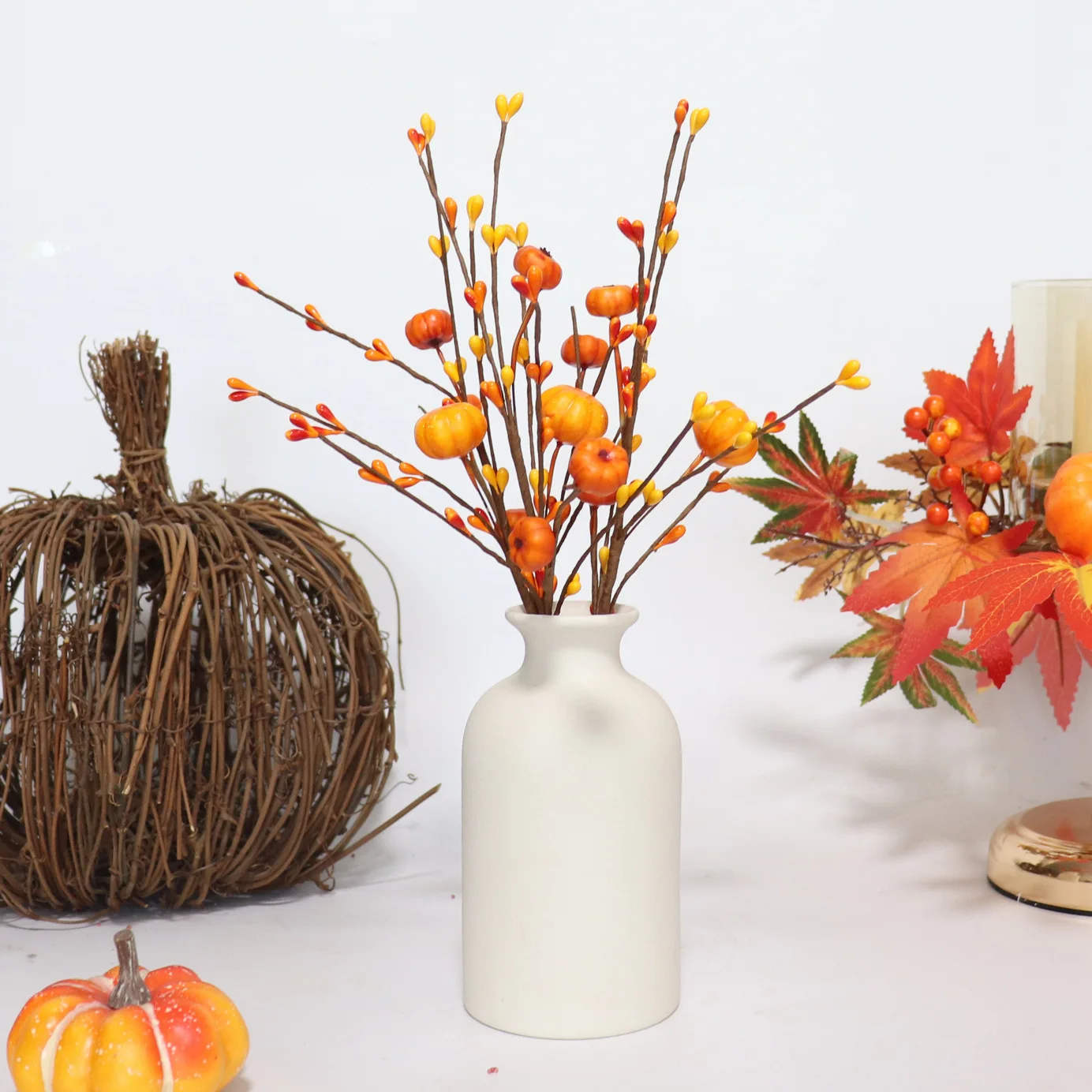

Creative DIY Berry Pumpkin Branches Halloween Thanksgiving Decorations for Home Garden