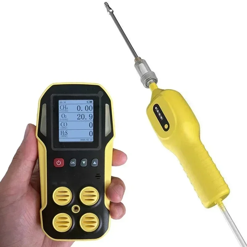 Handheld pumping type up to 5 NO2 NH3 CH4 H2S CO O2 N2 LEL portable multi detector