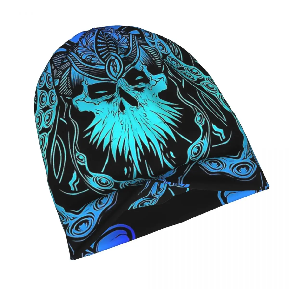 Hat Mandala Crowned With Wiccan Pentacle Blue Caps For Men Snake Pass Noodle 3D Puzzle Platform Beanies Caps Soft Bonnet Hats