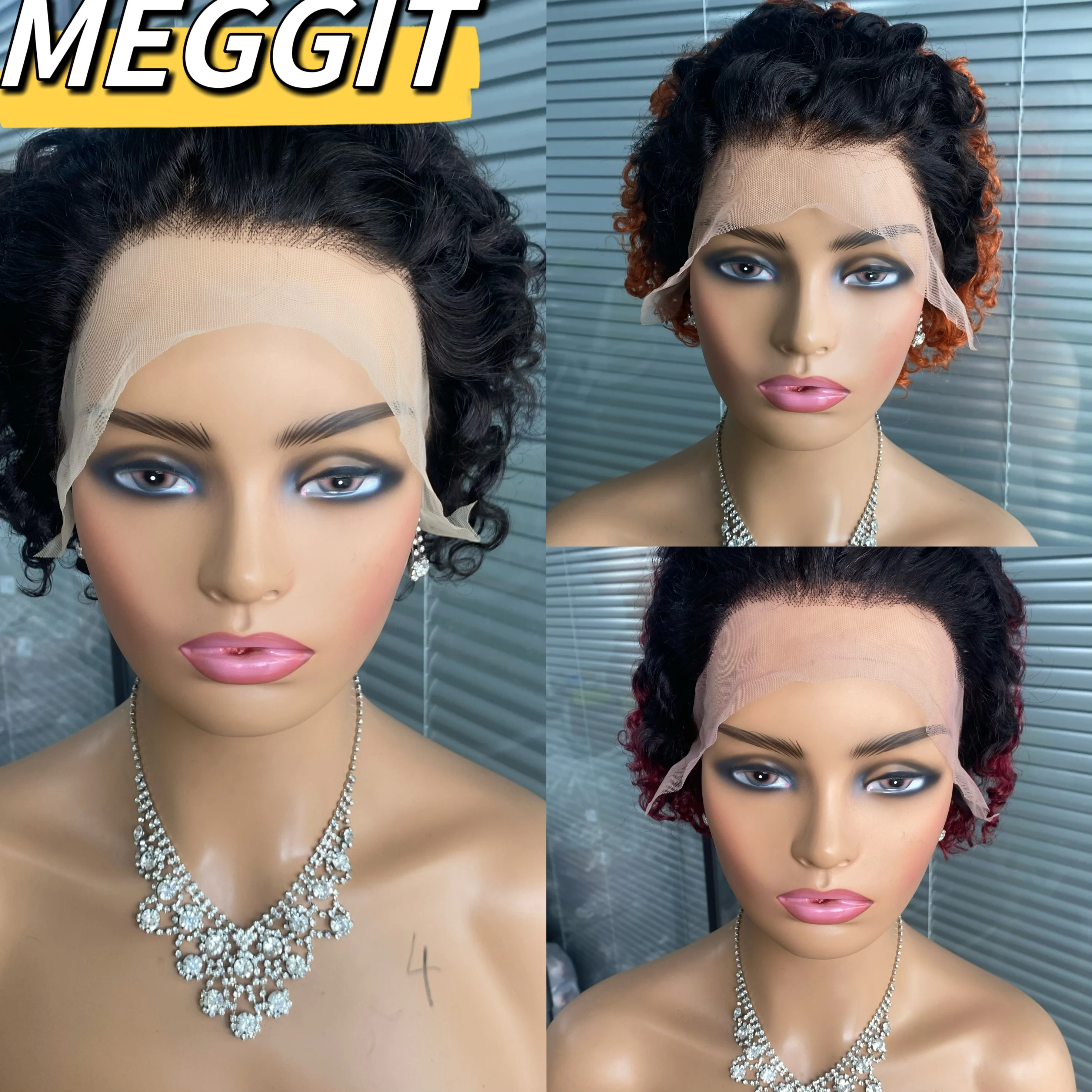 

Pixie Cut Wig Curly Human Hair 6Inch Lace Frontal Wigs Human Hair Short Bob Human Hair Wigs 13X4 Lace Front Wigs for Black Women