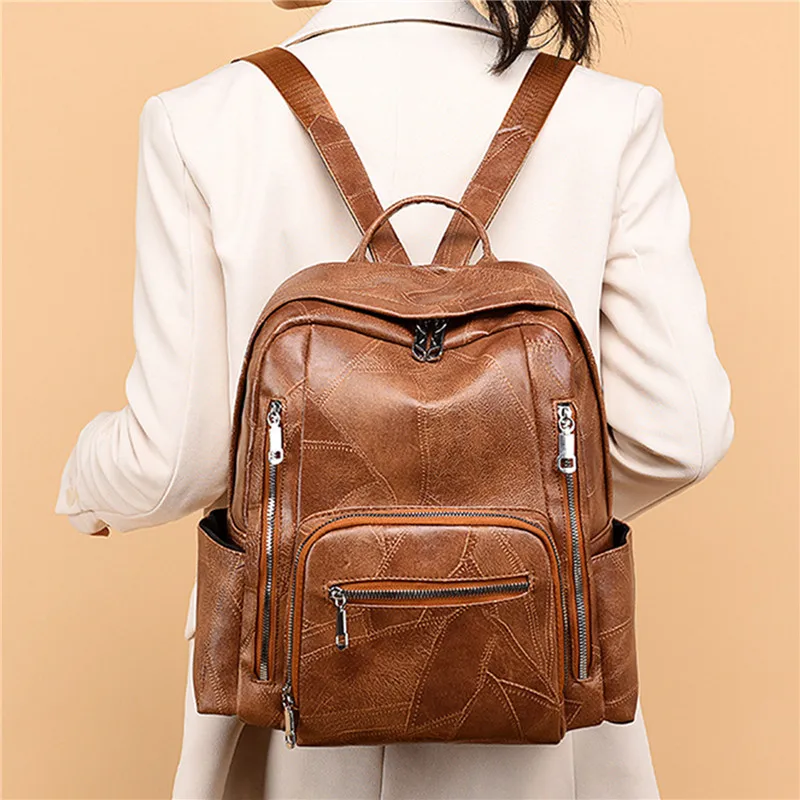 2023 elegante Bagpack Frauen Leder Rucksack hochwertige weibliche Umhängetasche lässige Rucksack Geldbörse Schult asche für Teenager-Mädchen