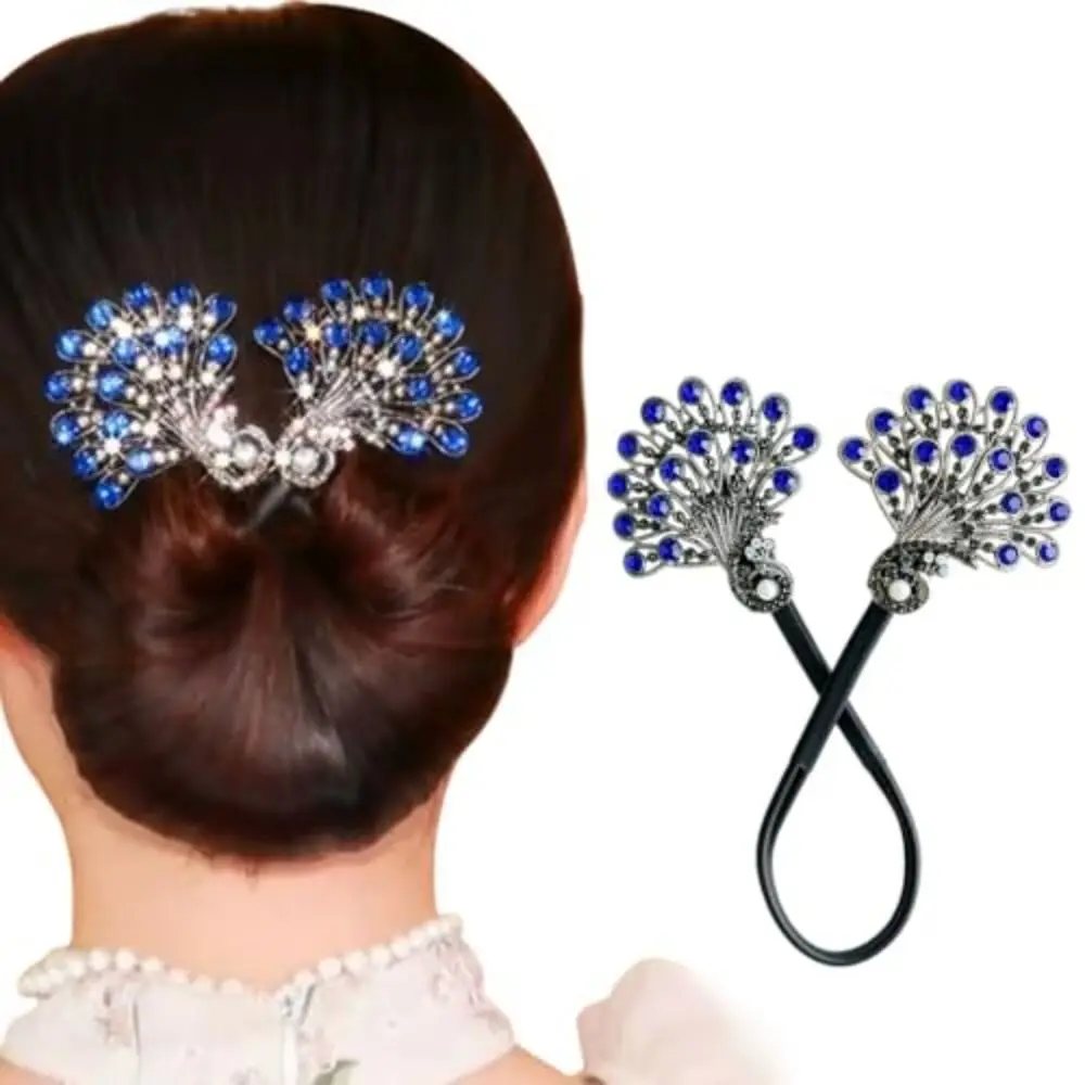 Elegant Peacock Shape Hair Bun Maker Twist Headwear Easy Fast Snap Hair Twister Roll Hair Tool Hair Curler Women