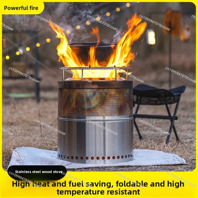 Outdoor Stainless Steel Oven, Foldable Firewood Stove