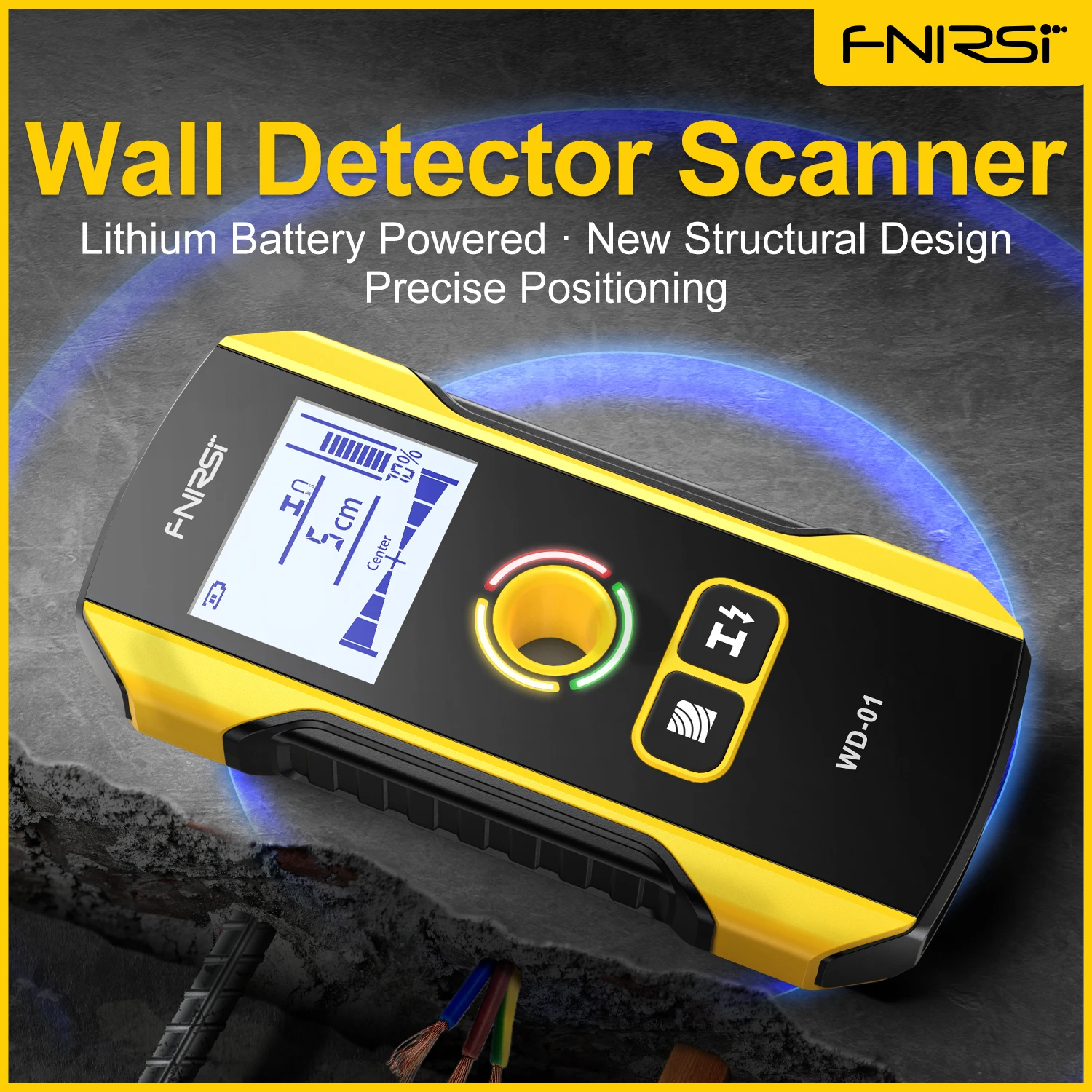 FNIRSI Metal Detector Wall Scanner with Newly Designed Positioning Hole for AC Live Cable Wires Metal Wood Stud Find