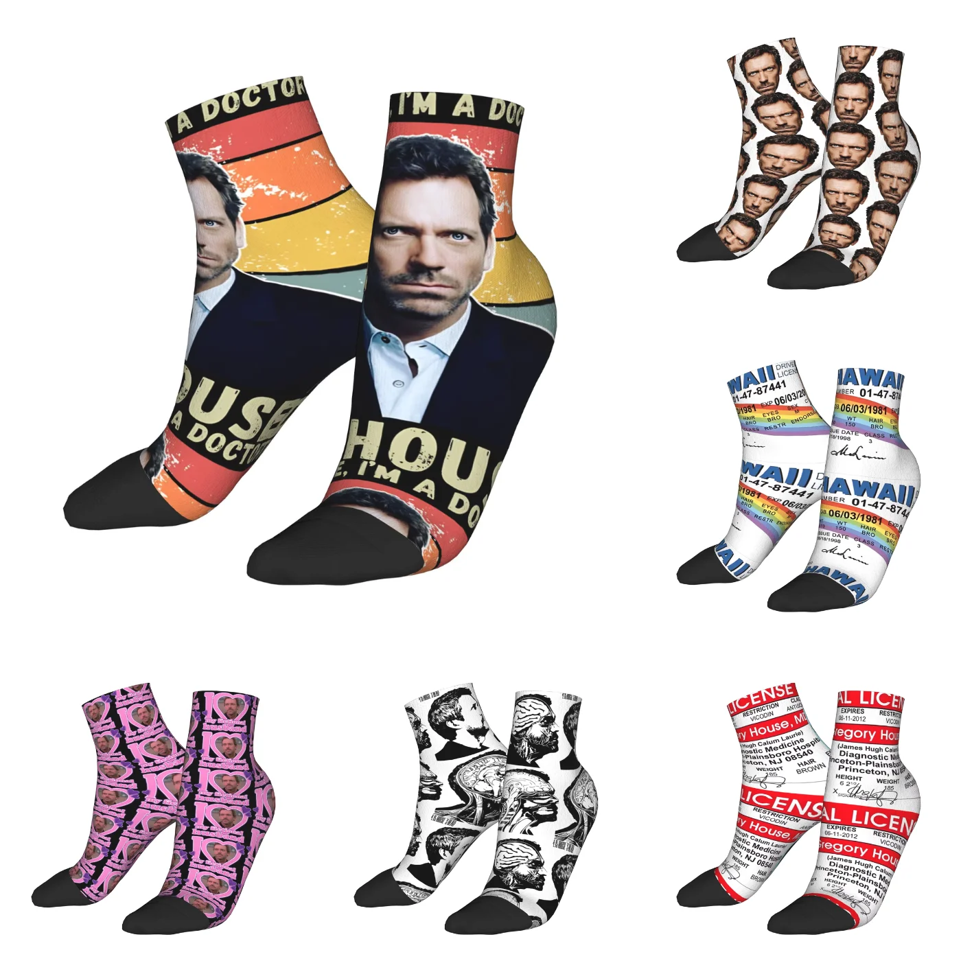 Dr Gregory House Trust Me, Im a Doctor Socks  Leisure Ankle Socks Spring Anti Bacterial Men Comfort Soft Graphic Running Sock