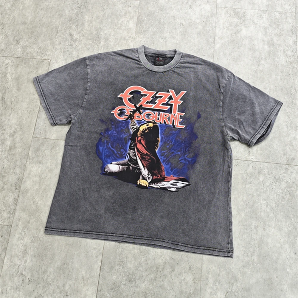 

Yao Fashion Vintage Casual Tops Streetwear Oversize Tee High Quality 1:1 HipHop Print Cotton Short Sleeve Unisex T Shirt For Men