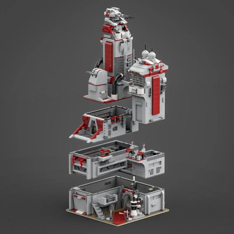 Cross-over futuristischer Stern Film Schloss Basis Diorama Ziegel Kampf Szene Blöcke Sci-Fi Militär Architektur Display Moc einzigartig