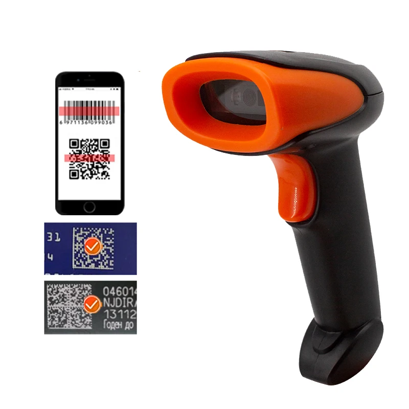 

Ручной проводной сканер 1D/2D Сканер штрих-кода 2d QR или беспроводной считыватель QR-кода или сканер штрих-кода Bluetooth USB PDF417 Barras