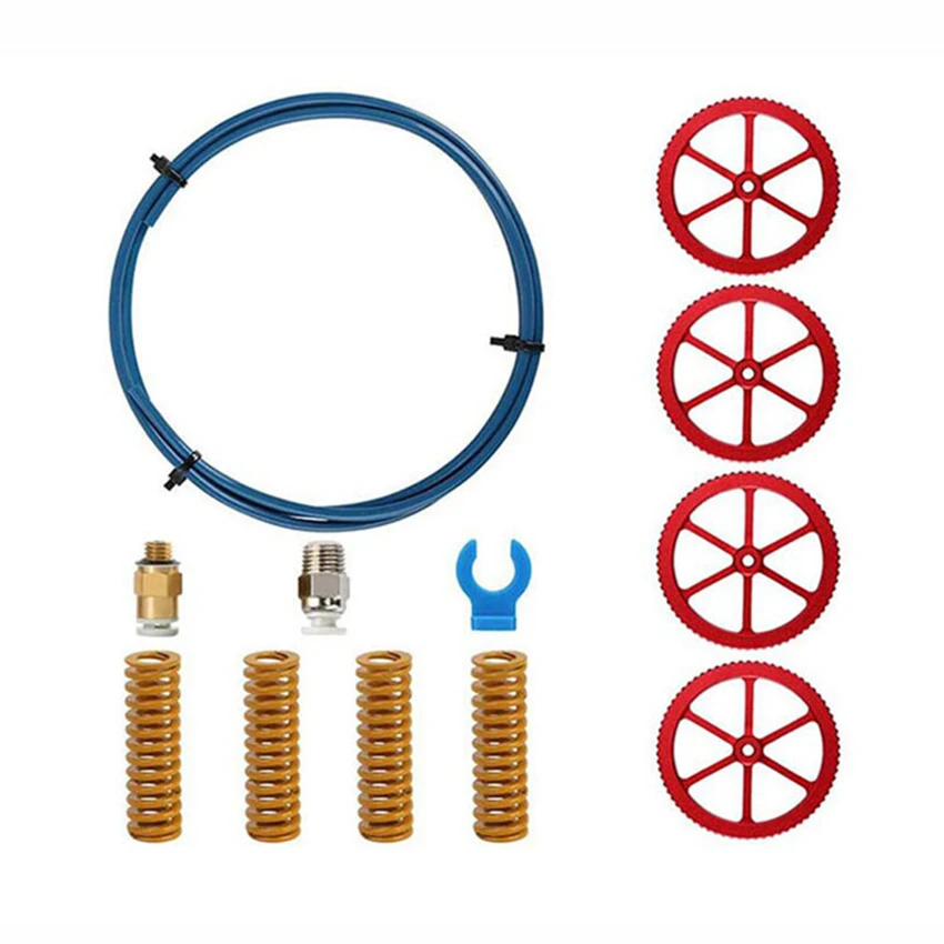 3D Printer Accessories Blue Teflon Tube Red Metal Leveling Hand Nut Plus Spring Pneumatic Joint