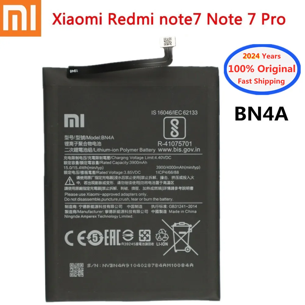 

2024 Years 100% Original Battery BN4A For Xiaomi Redmi Note7 Note 7 Pro M1901F7C 4000mAh Phone Battery Bateria Fast Shipping