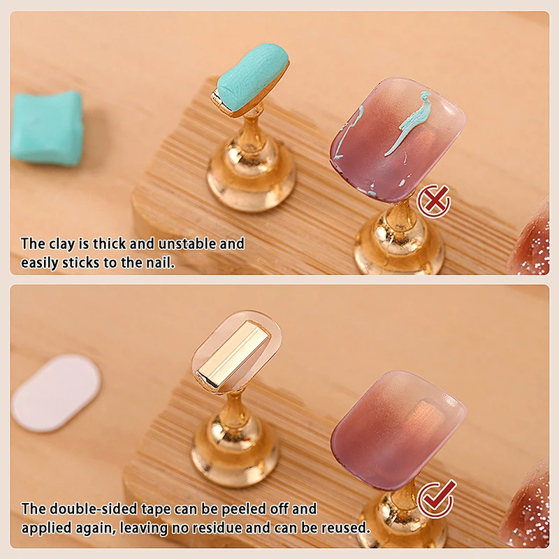 100 piezas de cinta adhesiva transparente de doble cara para uñas postizas, sin marcas, para exhibidores y herramientas de manicura 3