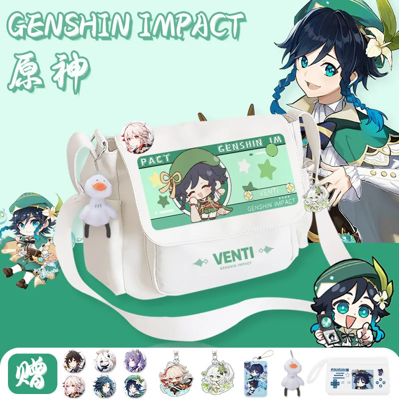Game Genshin Impact Fashion Shoulder Bag Venti Xiao Wanderer Zhongli Tighnari Large Capacity Canvas Bag Cospaly Custom Gifts
