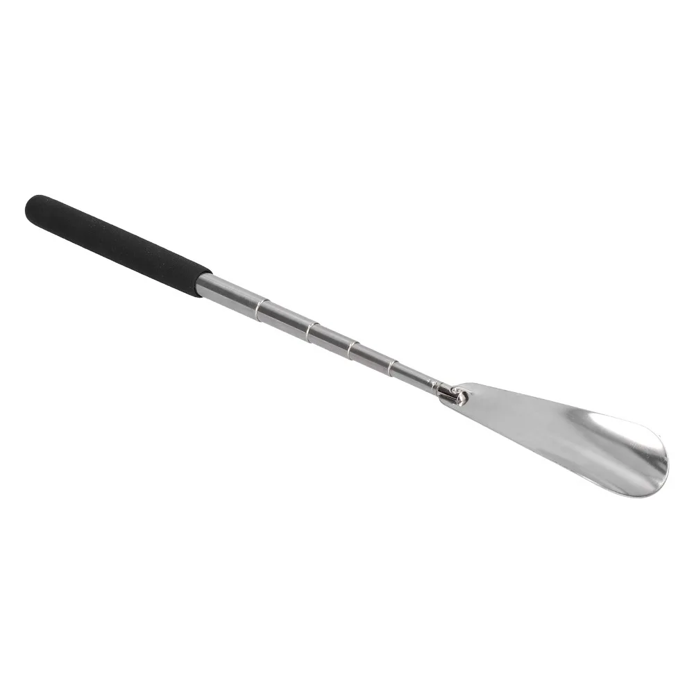 Labor‑saving Stainless Steel Shoe Horn Black 27.1x3.3cm Shoe Lifter Telescopic Shoe Horn Daily Shoe Wearing Assistance