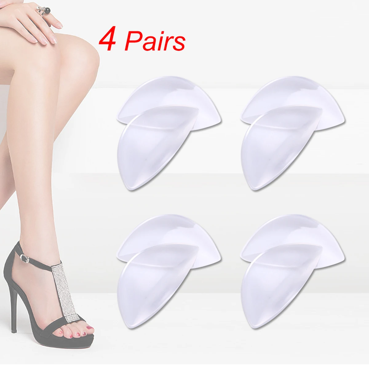 

4Pairs Transparent Gel Adhesive Arch Support Insoles Soft Flexible Flatfoot Cushion Pads Foot Strain Pain Relief Arch Pads