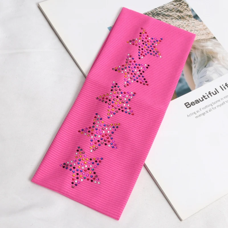 Einfache, modische, schwarze, elastische Haarbänder für Mädchen, rutschfest, weiches Haar-Accessoire, Sterne, Kopfwickel für Frauen, Yoga, Workout, Stirnband – Detail 13