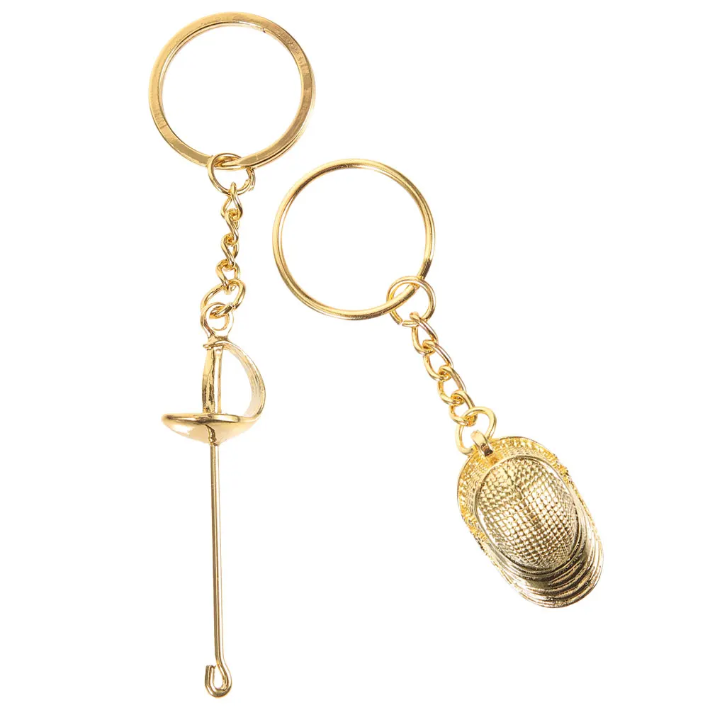 

2 Pcs Fencing Keychain Fences Sport Fans Decorative Bag Pendant Hanging Metal Jewelry Handbag