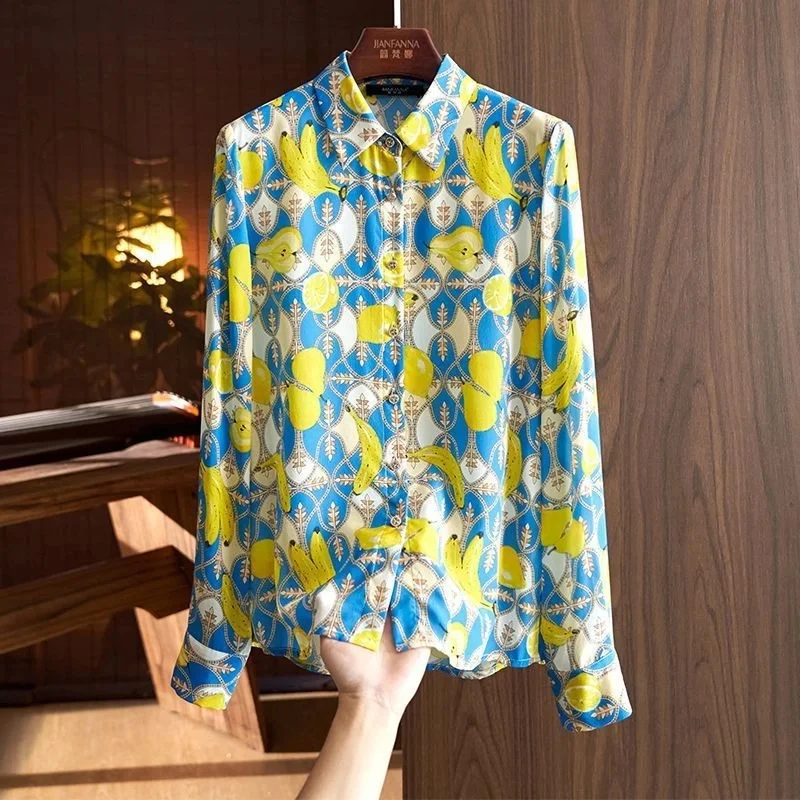 FANIECES S-4XL Plus Size Women Spring Elegant Turn Down Colar Blouse Vintage Print Shirts Autumn Office Ladies Long Sleeve Tops