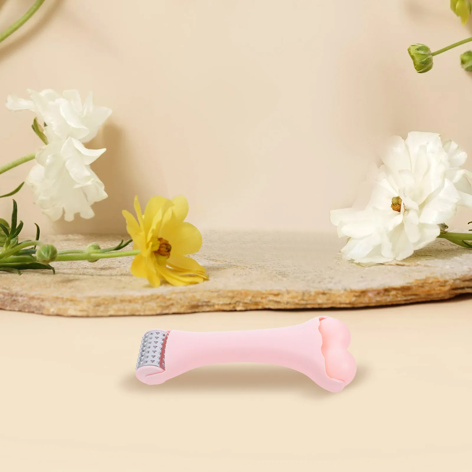 Pink Cooling Sculpting Tool Dual Head Facial Massager Neck Skin Tightening V Shape Face Roller Daily Skincare Puffiness