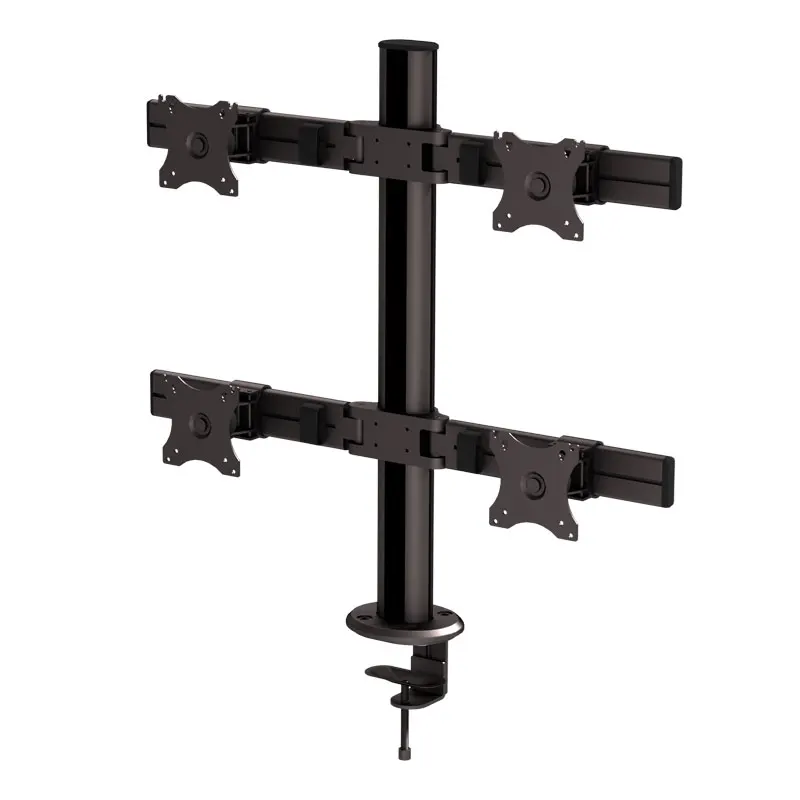 Desk Clamp Four-Screen Metal Monitor Stand Adjustable Height 45 Tilt Strong Load Capacity Silver/Black-in Stock