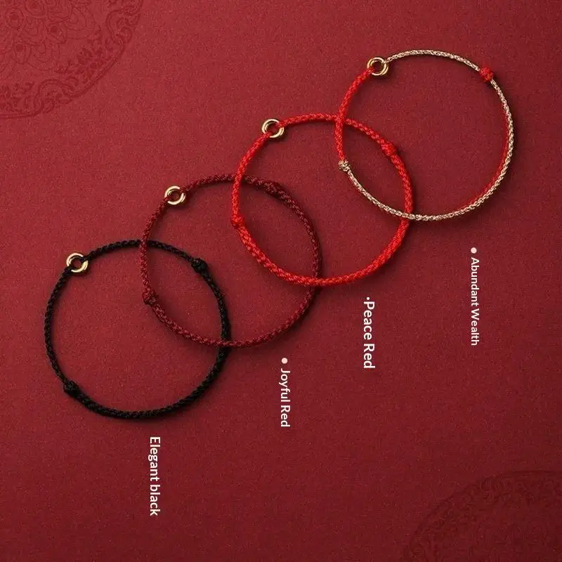 1Pcs Couple Simple Safety Buckle Anklet Hand Braided Red Rope Bracelet Hand Rope Ethnic Female Accessory