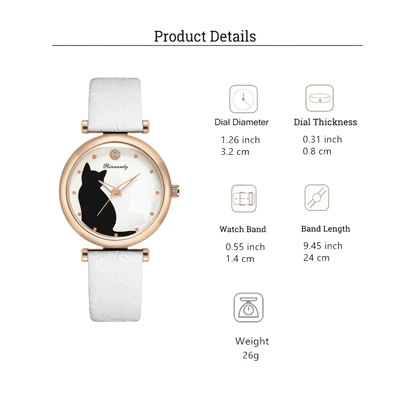 Novelty Animal Cat Elegant PU Leather Strap Fashion Watch Bracelet For Women Ladies Girls No gift box