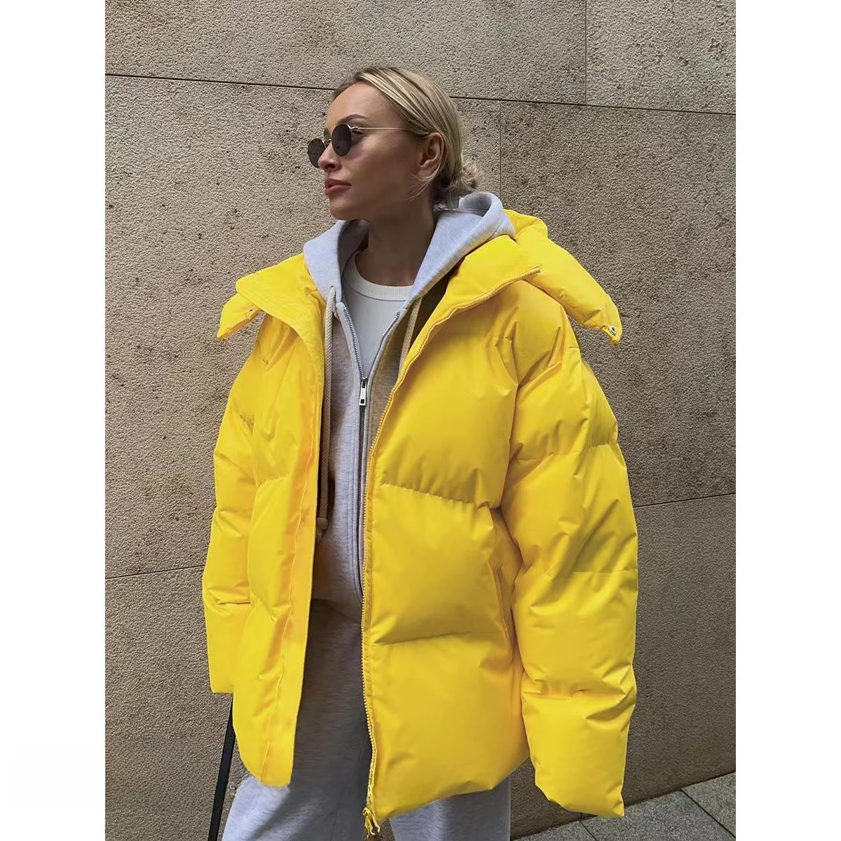 

Свободное хлопковое пальто с капюшоном Jaet Thiened Long Sve на молнии, цветное женское зимнее пальто средней длины