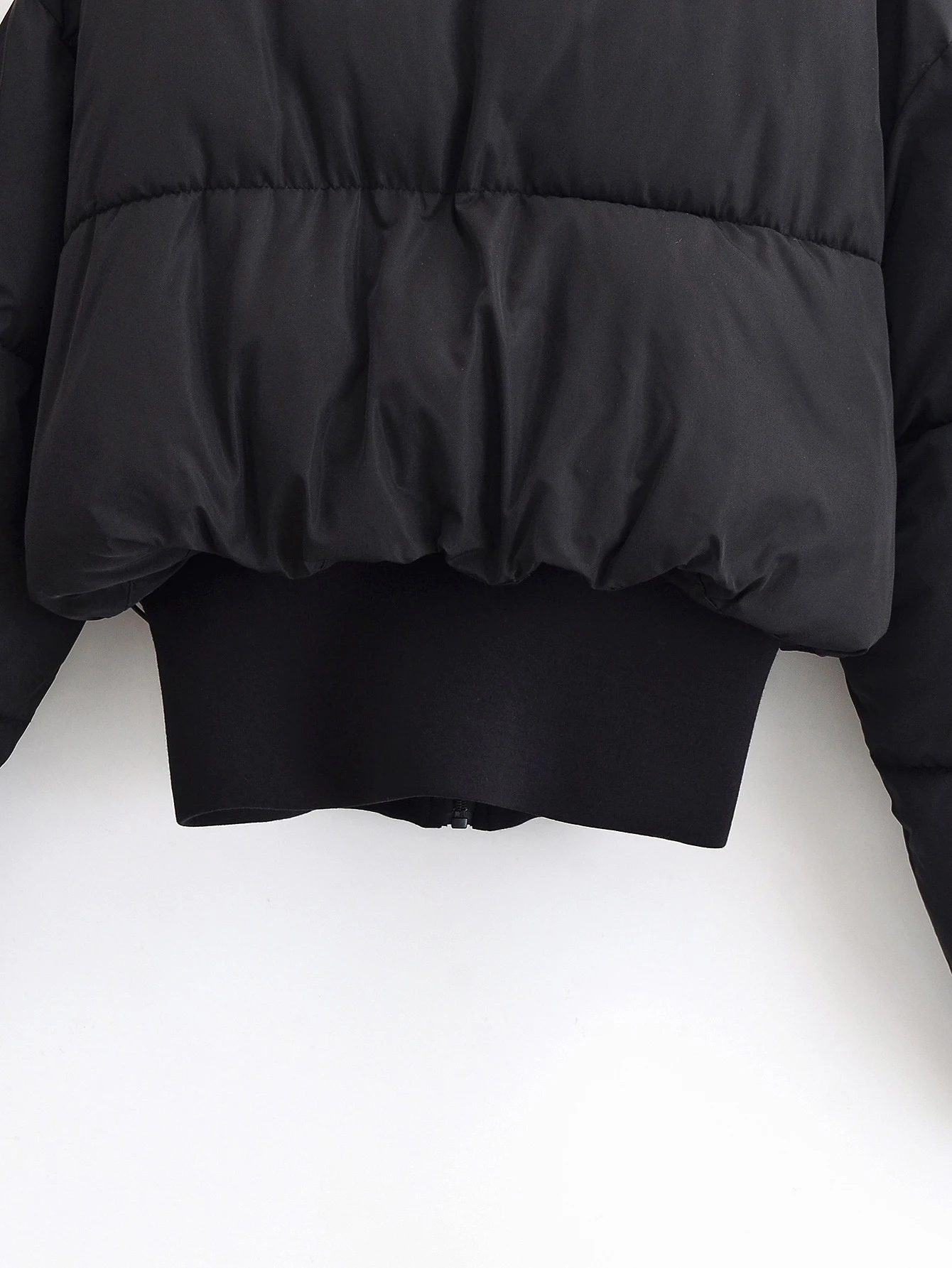 DEEABAE Autumn new women's clothing simple casual stand up collar long sleeved zipper splicing short cotton jacket