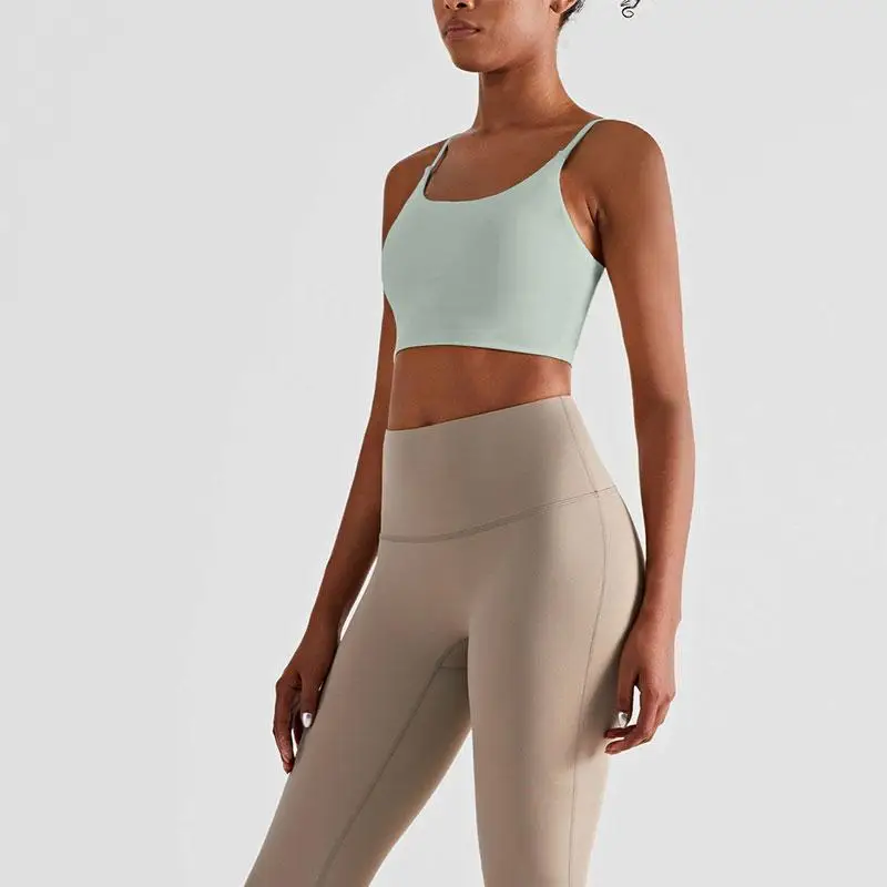 Nuove bretelle in tinta unita Yoga Fitness Vest Naked Feeling Reggiseno sportivo traspirante antiurto sexy Gilet da corsa Reggiseno da palestra per donna 🎽 🏃