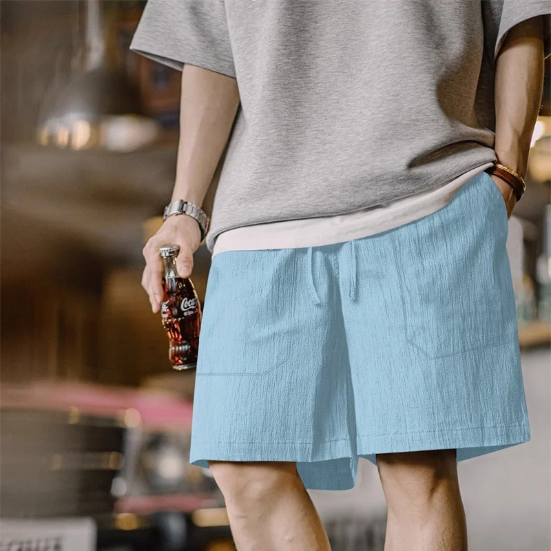 

2026 New summer loose Mens Solid Color Shorts Lightweight Gym Pants Drawstring Beach Shorts Men Jogging Sports casual shorts