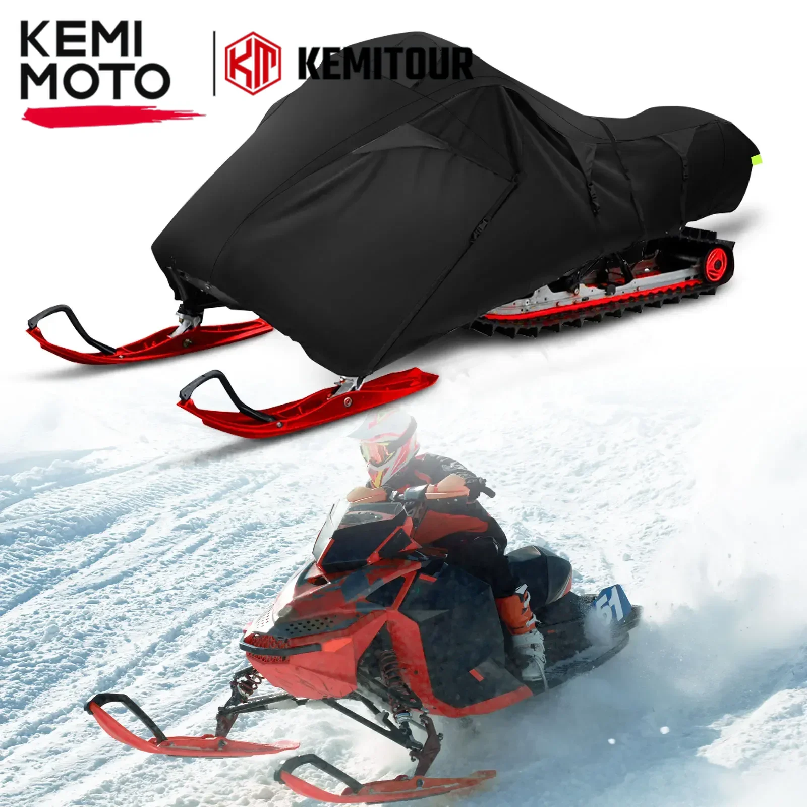 

KEMIMOTO 600D TPU Snowmobile Cover Compatible with Polaris RMK INDY for Ski-Doo for Arctic Cat for Yamaha Waterproof 119"-127" L