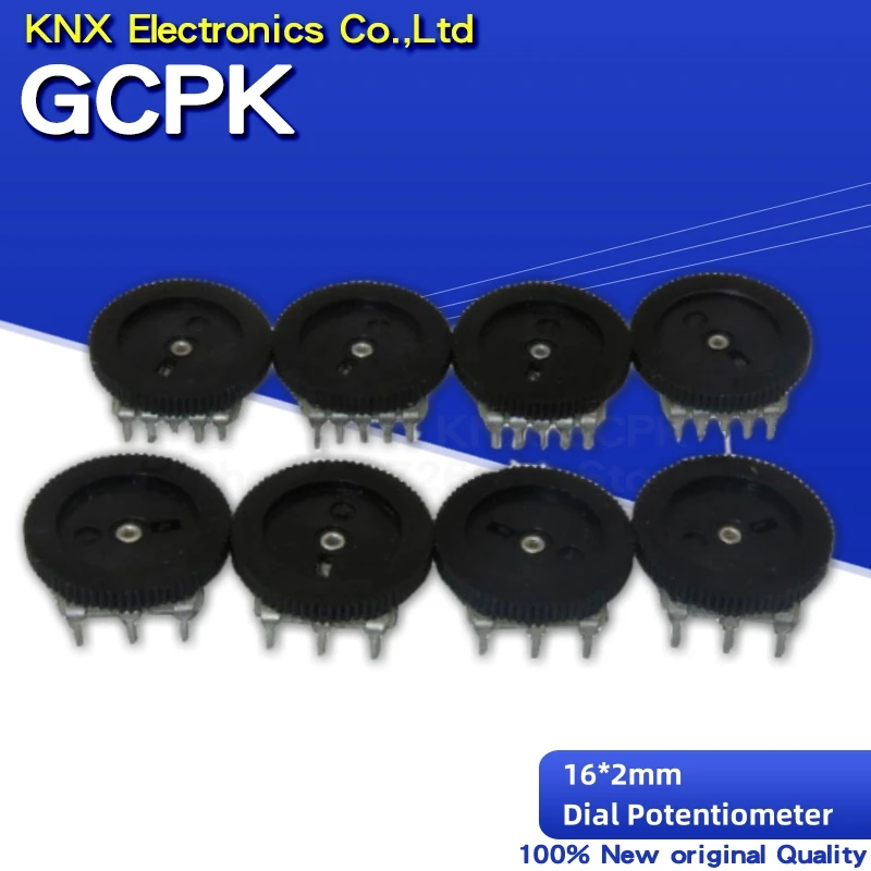 10pcs Double Gear tuning potentiometer B102 B103 B203 B503 B1K B10K B20K B50K 3Pin/5Pin 16*2mm Dial Potentiometer