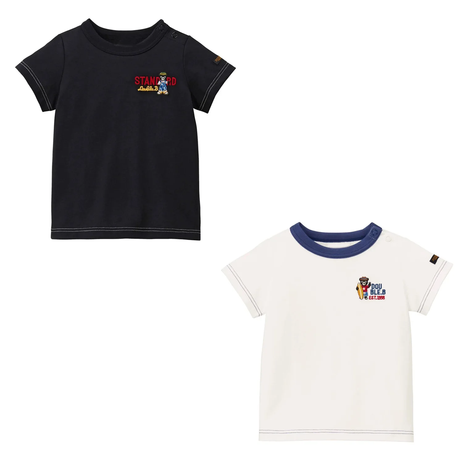 

2025 New Boys T-shirts Cotton Kids Tee Skateboard Black Bear Embroidery Solid Color Black White Basic Tee Toddler Girls Tops