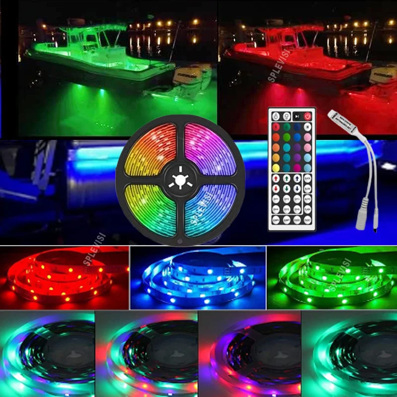 Color Changing LED Boat Strip Lights,5M/10M Marine Pontoon Led Lights, Waterproof Deck Lighting Pontoon Bass Fishing Yacht Kayak
