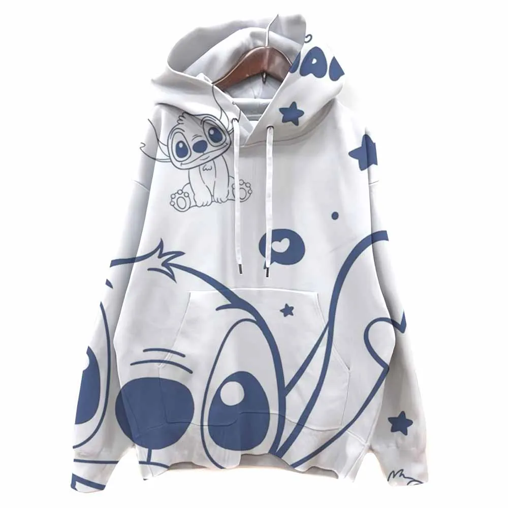 Dames casual Disney Stitch print pullover sweatshirt ontwerp lange mouw ronde hals machinewasbaar normale pasvorm voor de herfst