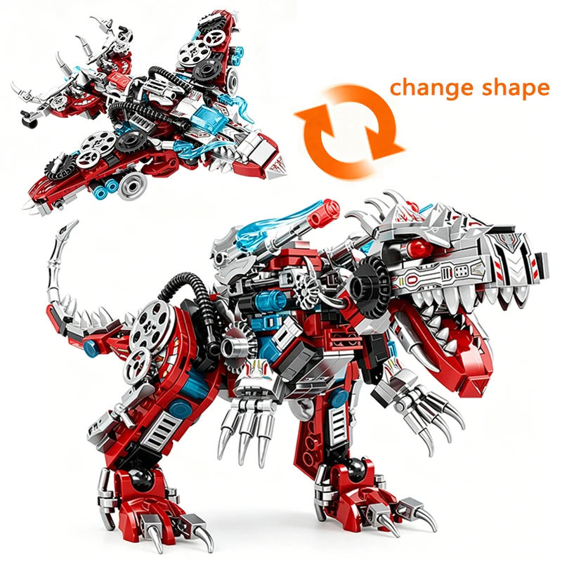 

2 in 1 Building Blocks Dinosaur Toys Tyrannosaurus Rex Robot Mecha Construction Toys DIY Bricks Construction Toy Gift