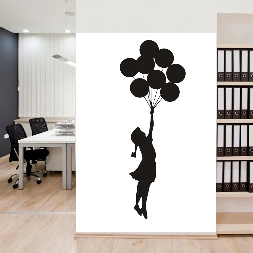 

Wall Sticker Floating Balloon Girl Banksy Art Home Decor Wall Decal Self Adhesive Graffiti DIY Tools