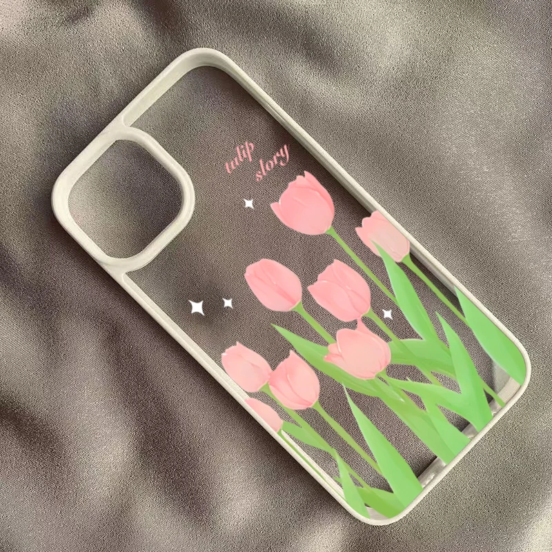 Cute Pink Tulip Floral Phone Case for Redmi Note 14 13 12 10 9 11 Pro Plus 5G Redmi 13 14C 13C 12C 4G Clear TPU Shockproof Cover - view 2