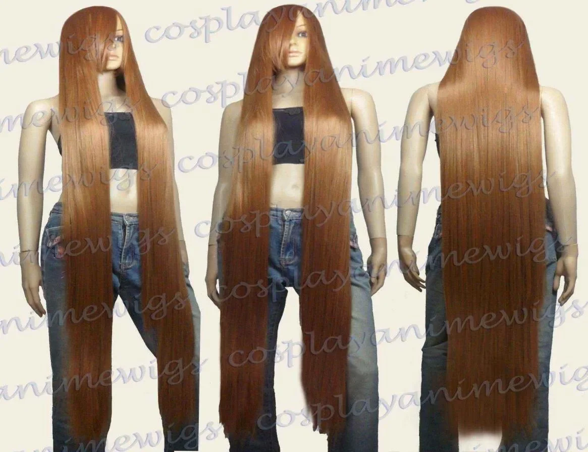 

150cm Light Brown Heat Styleable Extra Long Cosplay Wigs