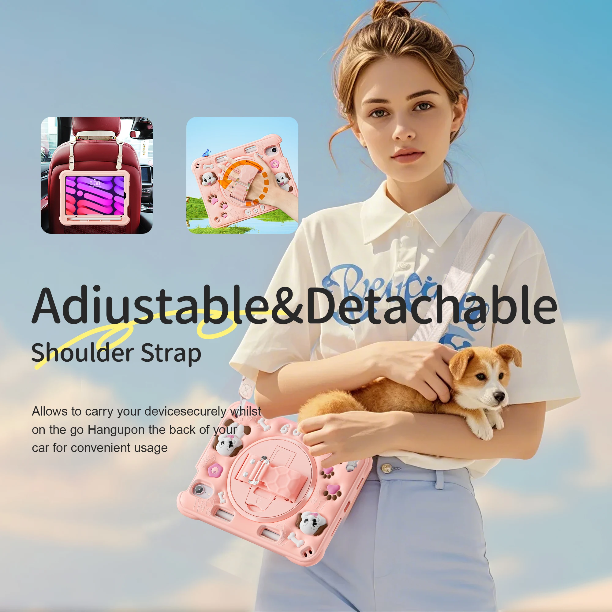 Kids Cartoon Case For iPad Air 11 M4 M3 M2 4 5 10.9" Pro 11 M5 M4 2018-2022 Mini A17Pro Mini 6 Rotating Stand Heavy Duty Cover