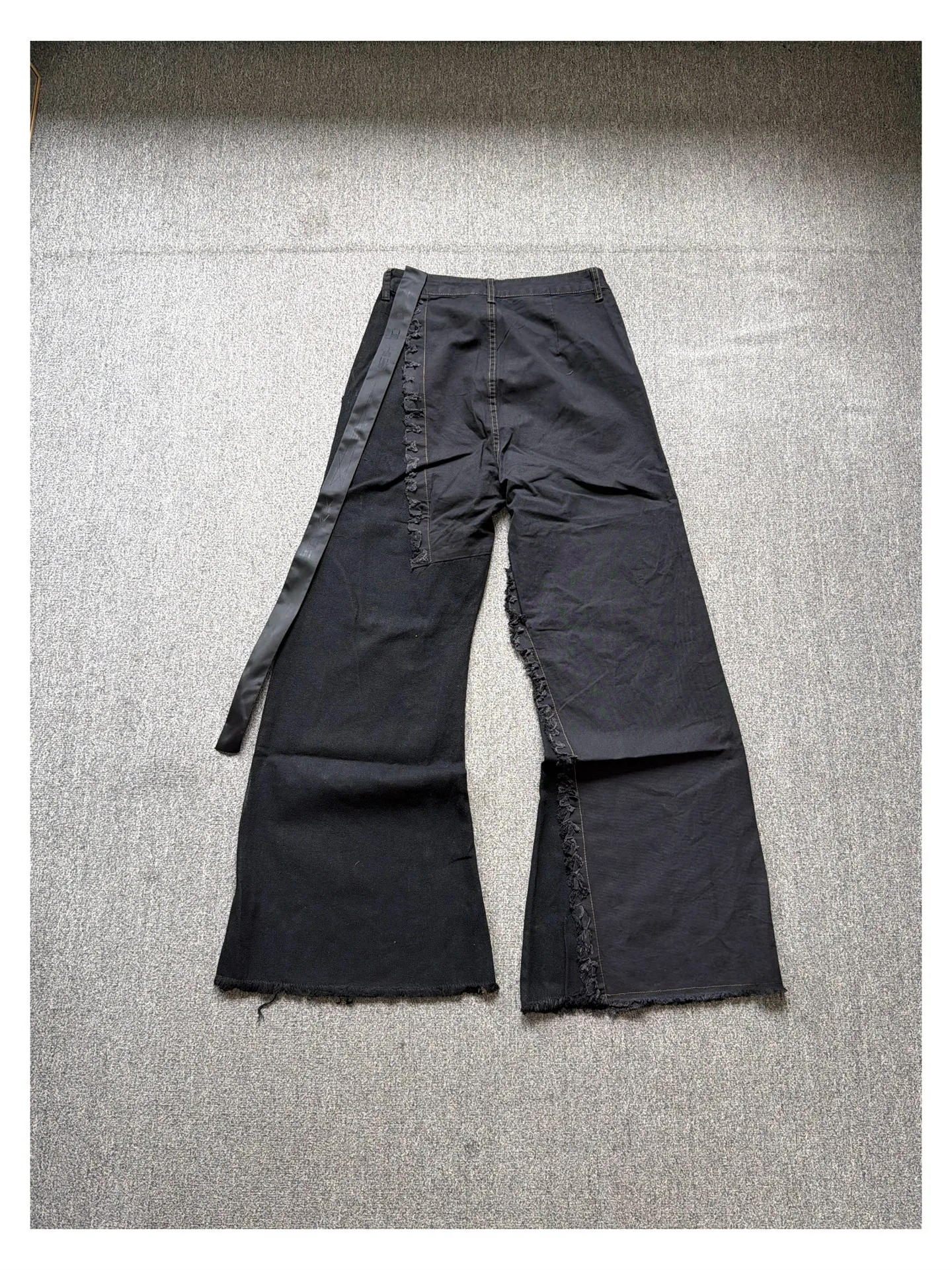 High Street RO Style Denim Pants Spliced Pants Men's Ruffled Rough Edge Loose Floor Mopping Wide Leg Flared Jeans Pants