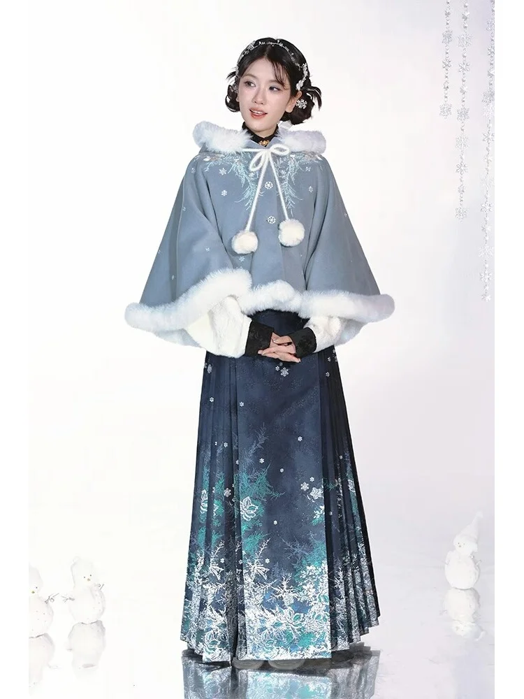 Adult Ming Dynasty Style Half Skirt Women's Pannier Skirt High Waist A-Line Polyester Fiber Traditional Chinese Culture Type