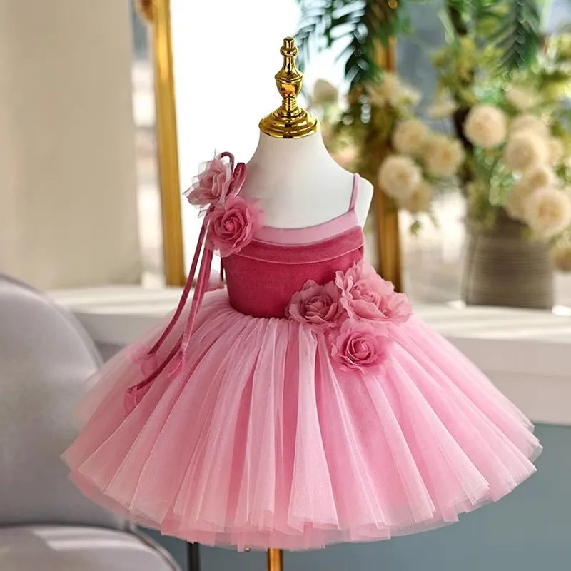 New Children Princess Costume Host Piano Performance Wedding Birthday Party Dresses For Girls A4421 Vestidos Bridesmaid Dresses