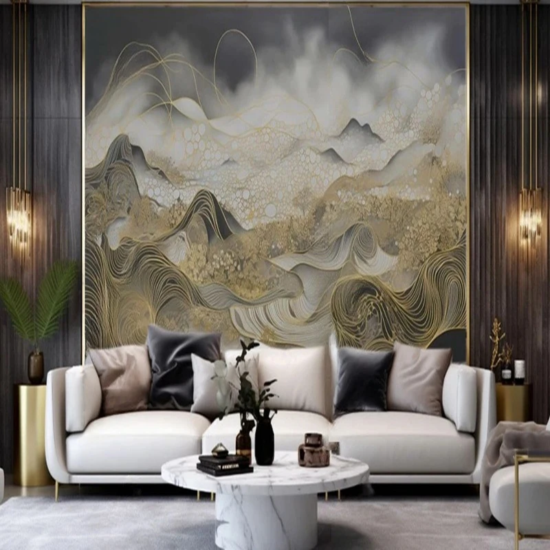 Custom 3D Abstract Line Wall Murals Wallpaper - Modern Geometric Textured Wall Art for Study Room Office Hotel Decor Background