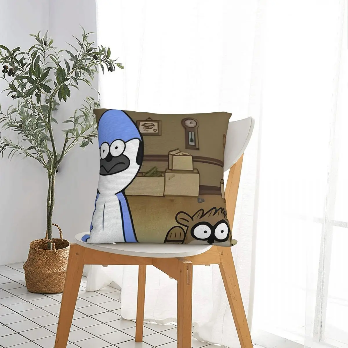 غطاء وسادة مربع من Mordecai and Rigby غطاء وسادة من البوليستر ديكور مريح للأريكة المنزلية