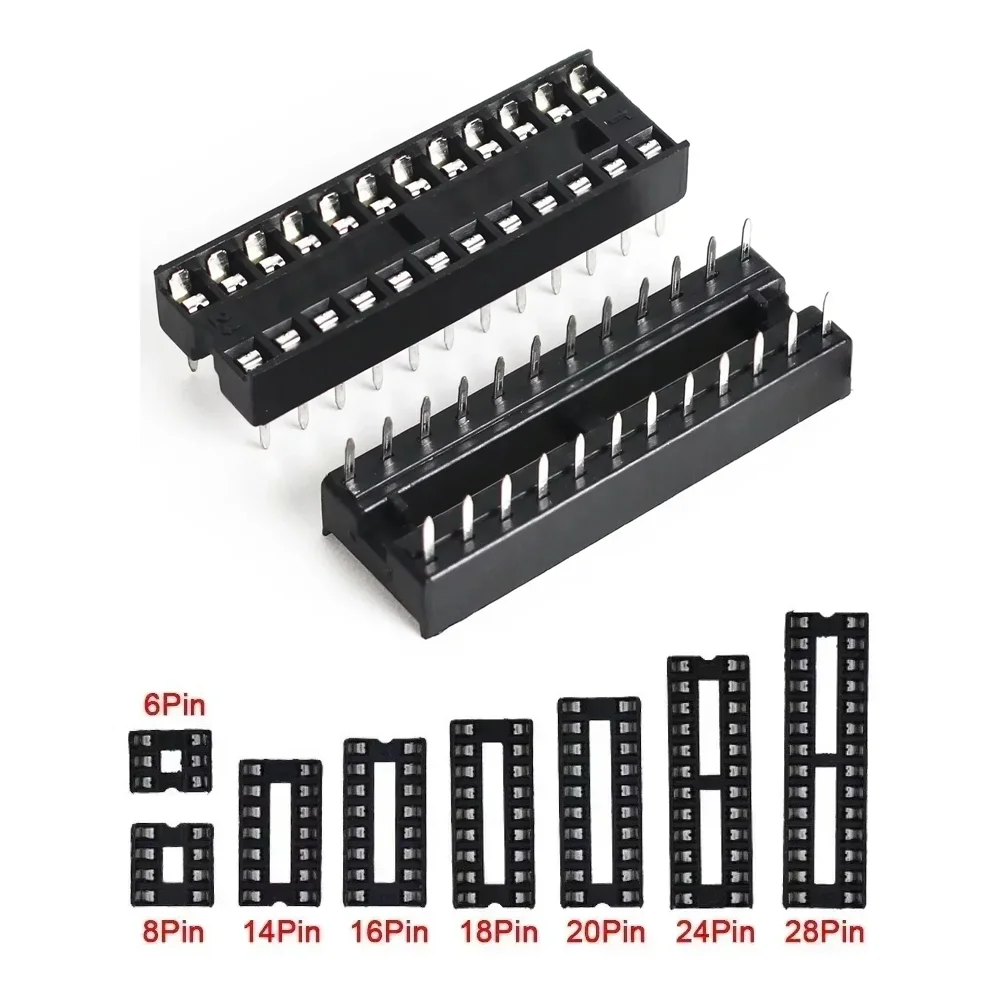 10pcs DIP Socket Chips Base 6P/8P/14P/16P/18P/20P/24P/28P IC Sockets Adaptor Solder Integrated Circuits Sockets Kit