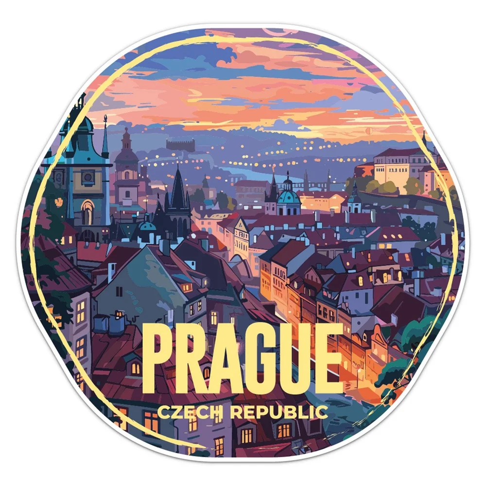 Czech Republic Prague City Vinyl Car Sticker Self Adhesive Decal for SUV Window and Laptop Exterior Decoration