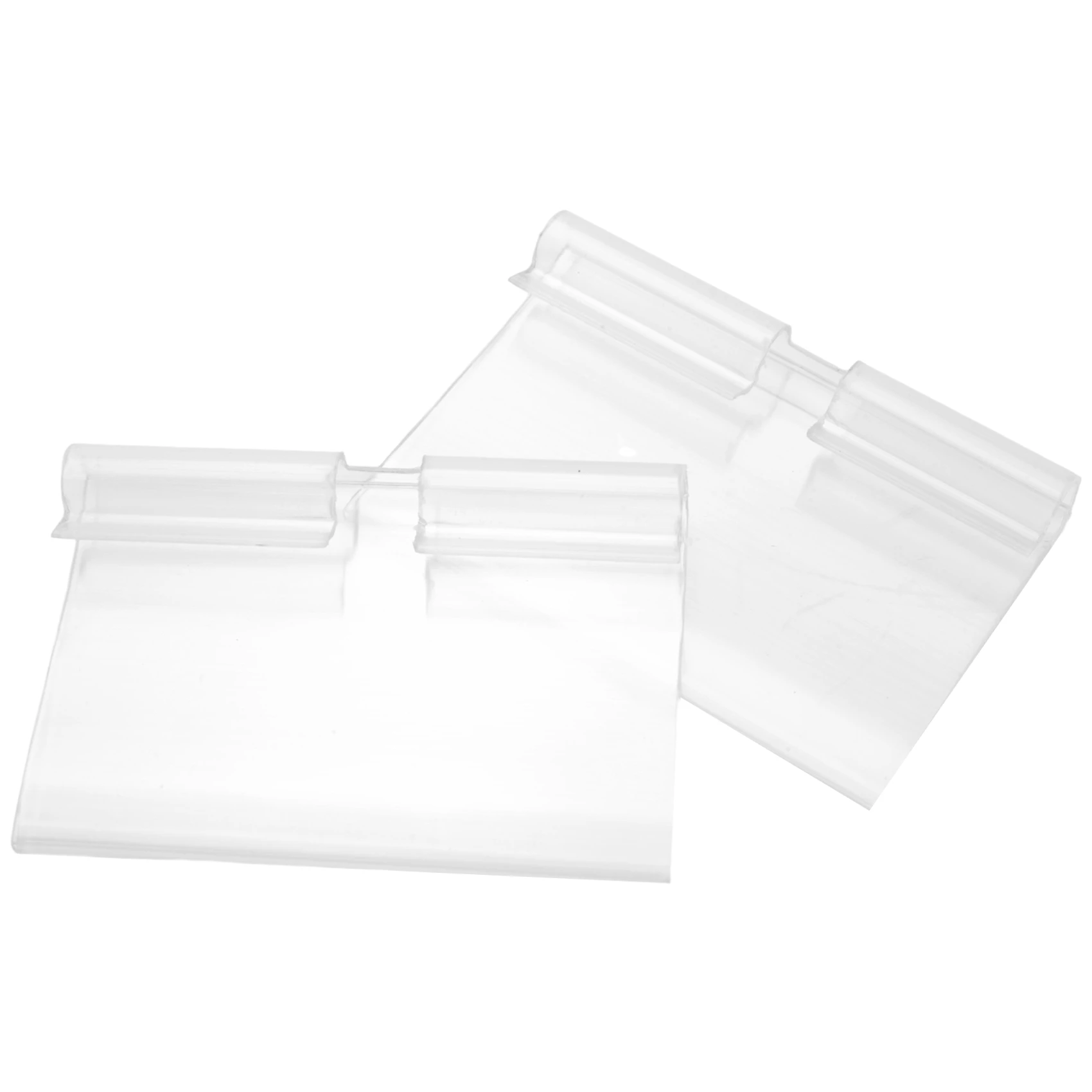 50Pcs Clear Plastic Label Holder Price Tag, Shelf Label Clip Removable Label Holder for Storage Bins Basket Labels