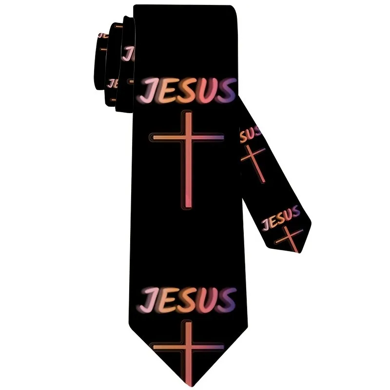 Creative Christian Cross Pattern Printed Tie a Soft and Stylish Accessory for Weddings Dates Parties and Casual Wear